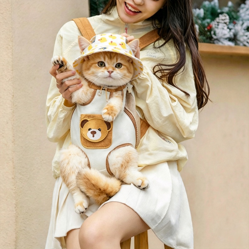 Cat Toys - Cute Bear Pet Front Carrier Backpack