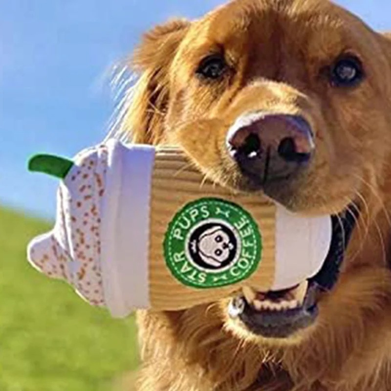 Teeth Grinding Dog Toy Latte S - Interactive Squeaky Plush Dog Toy review and price